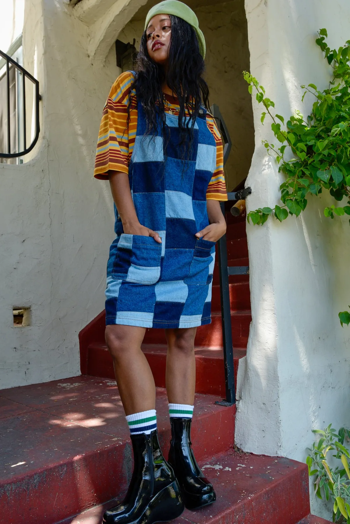 Best Layla - Mini Denim Dress in Paige Patchwork Print All Dresses & Skirts