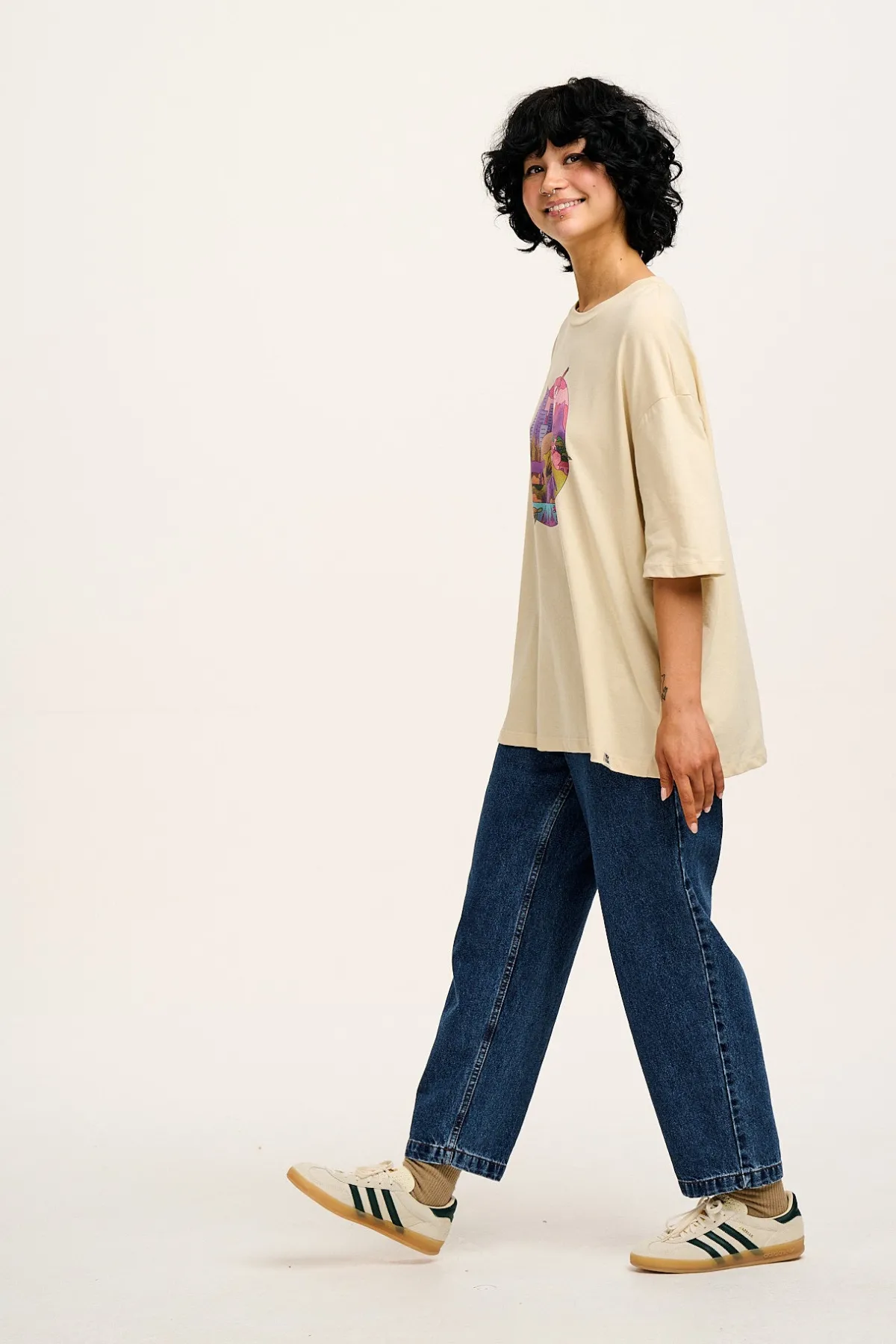 Best L.E. Benny - Oversized Cotton Tee in Artist Print by Rohan Dahotre All Tops & Tees|Short Sleeve Tops