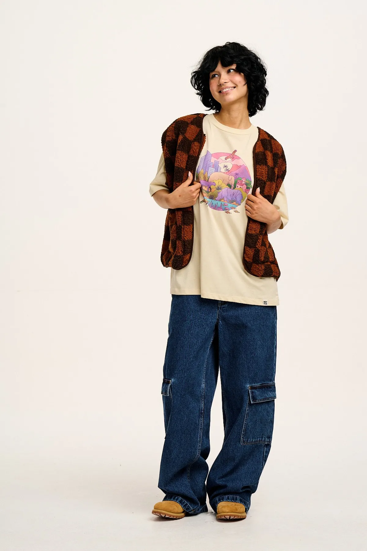 Best L.E. Benny - Oversized Cotton Tee in Artist Print by Rohan Dahotre All Tops & Tees|Short Sleeve Tops