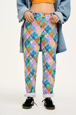 Fashion L.E. Dana - Mom Twill Jeans in Artist Print by Tara Khorzad All Bottoms