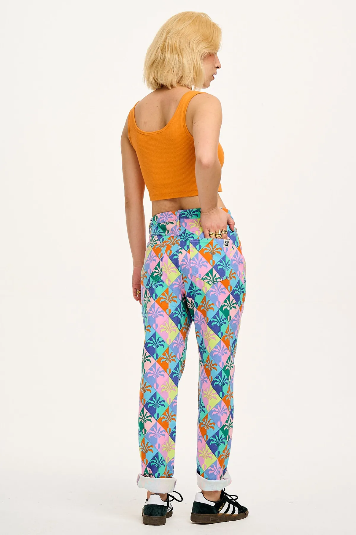 Fashion L.E. Dana - Mom Twill Jeans in Artist Print by Tara Khorzad All Bottoms