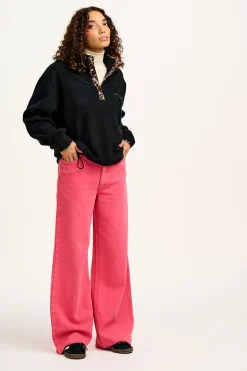 Outlet Maddison - Fleece in Black with Leopard Print All Outerwear & Knitwear|Fleeces
