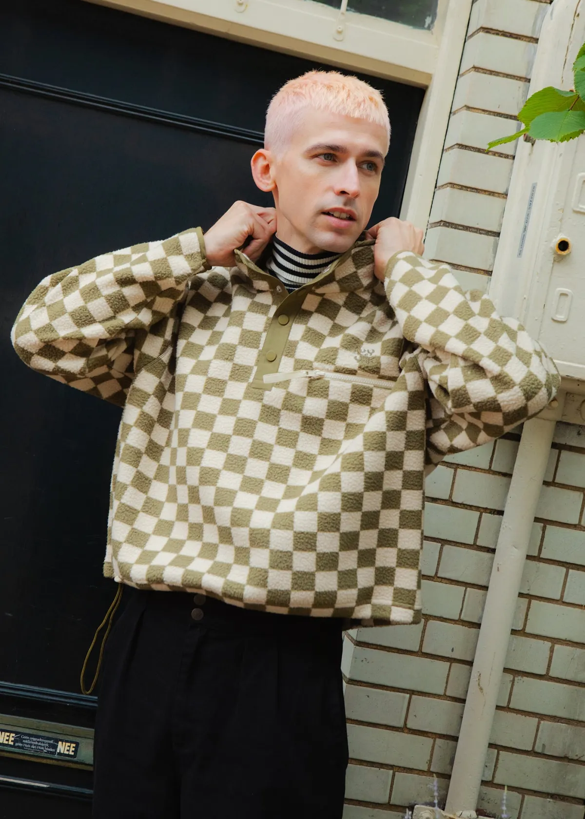 Best Maddison - Fleece in Pistachio & Cream Checkerboard Print All Outerwear & Knitwear
