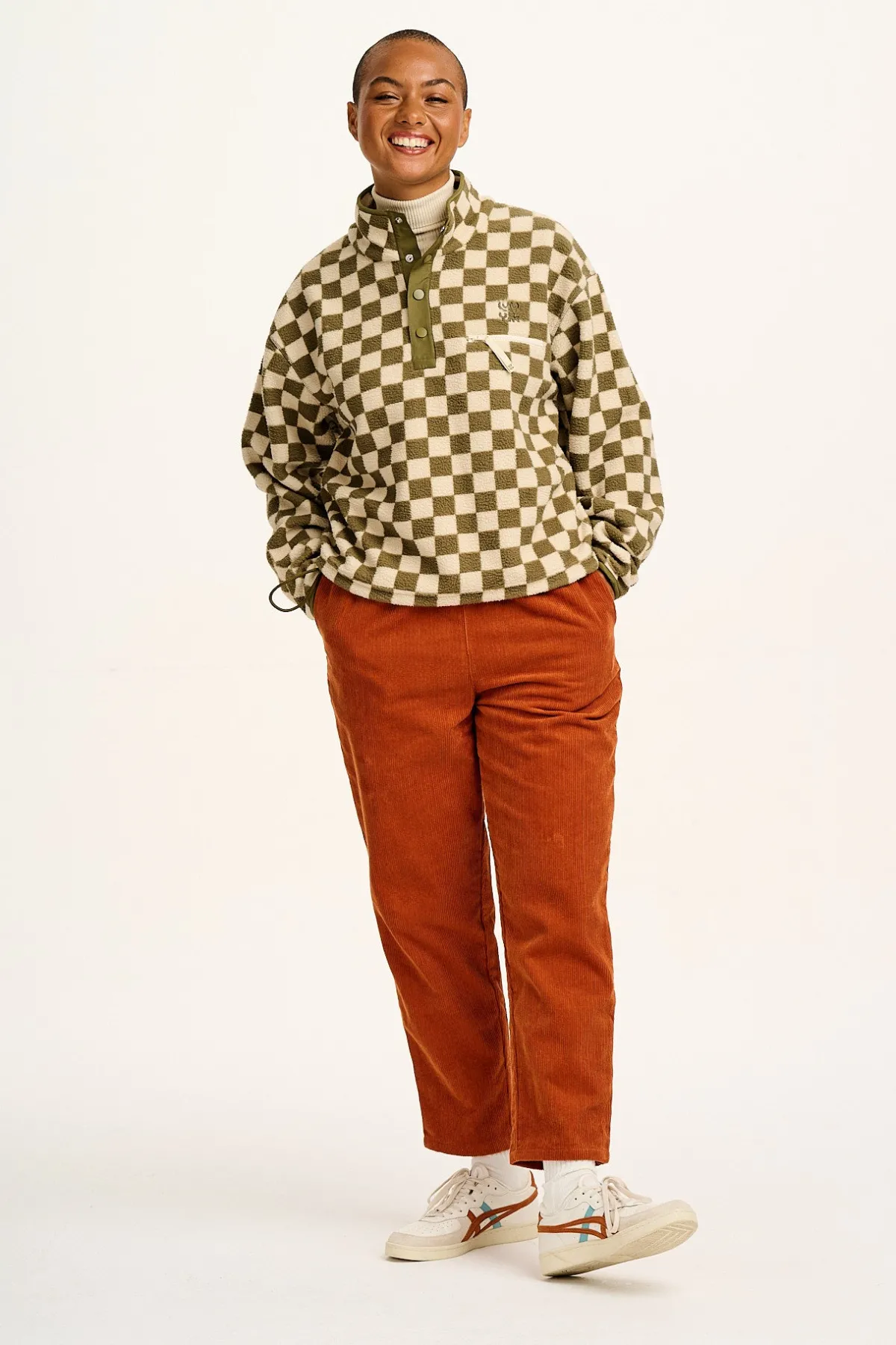 Best Maddison - Fleece in Pistachio & Cream Checkerboard Print All Outerwear & Knitwear
