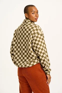 Best Maddison - Fleece in Pistachio & Cream Checkerboard Print All Outerwear & Knitwear