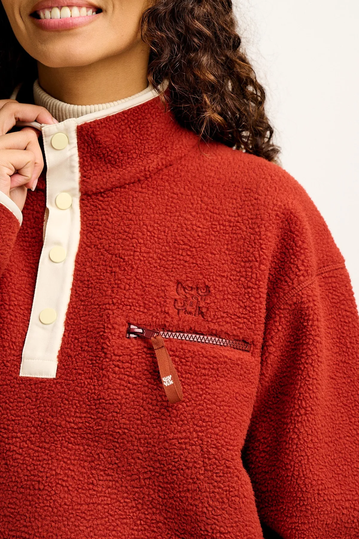 Hot Maddison - Fleece in Red Henna & Ecru All Outerwear & Knitwear|Fleeces