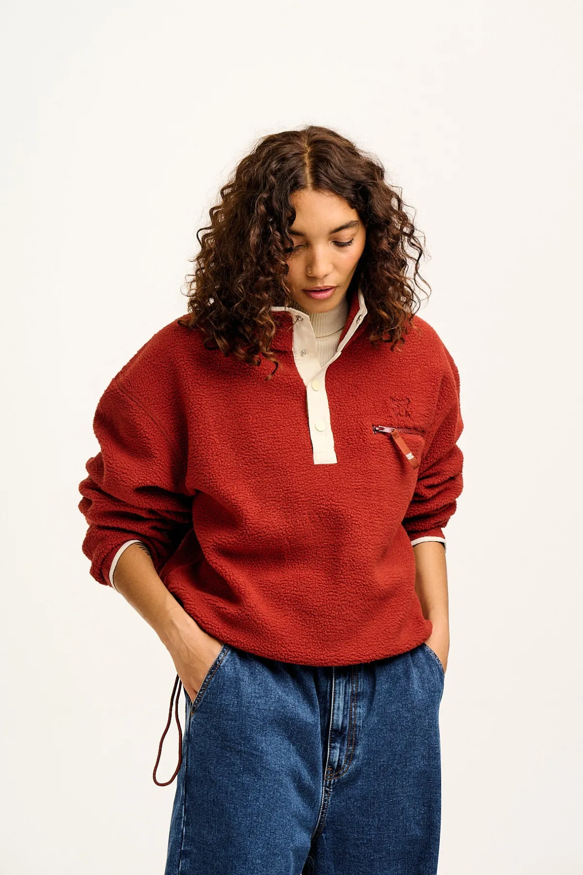 Hot Maddison - Fleece in Red Henna & Ecru All Outerwear & Knitwear|Fleeces
