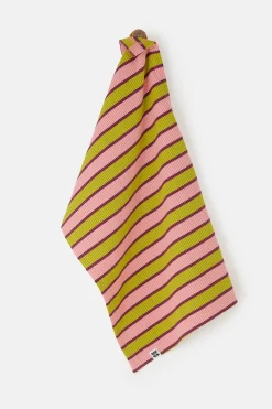 Best Matias - Tea Towel in Pink & Berry Stripe Waffle Cotton All Accessories|Homeware