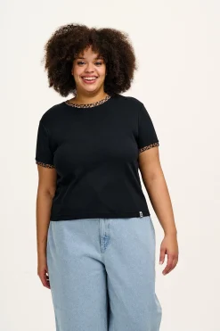 Fashion Maya - Cotton Tee in Black Leopard Print All Tops & Tees|Short Sleeve Tops