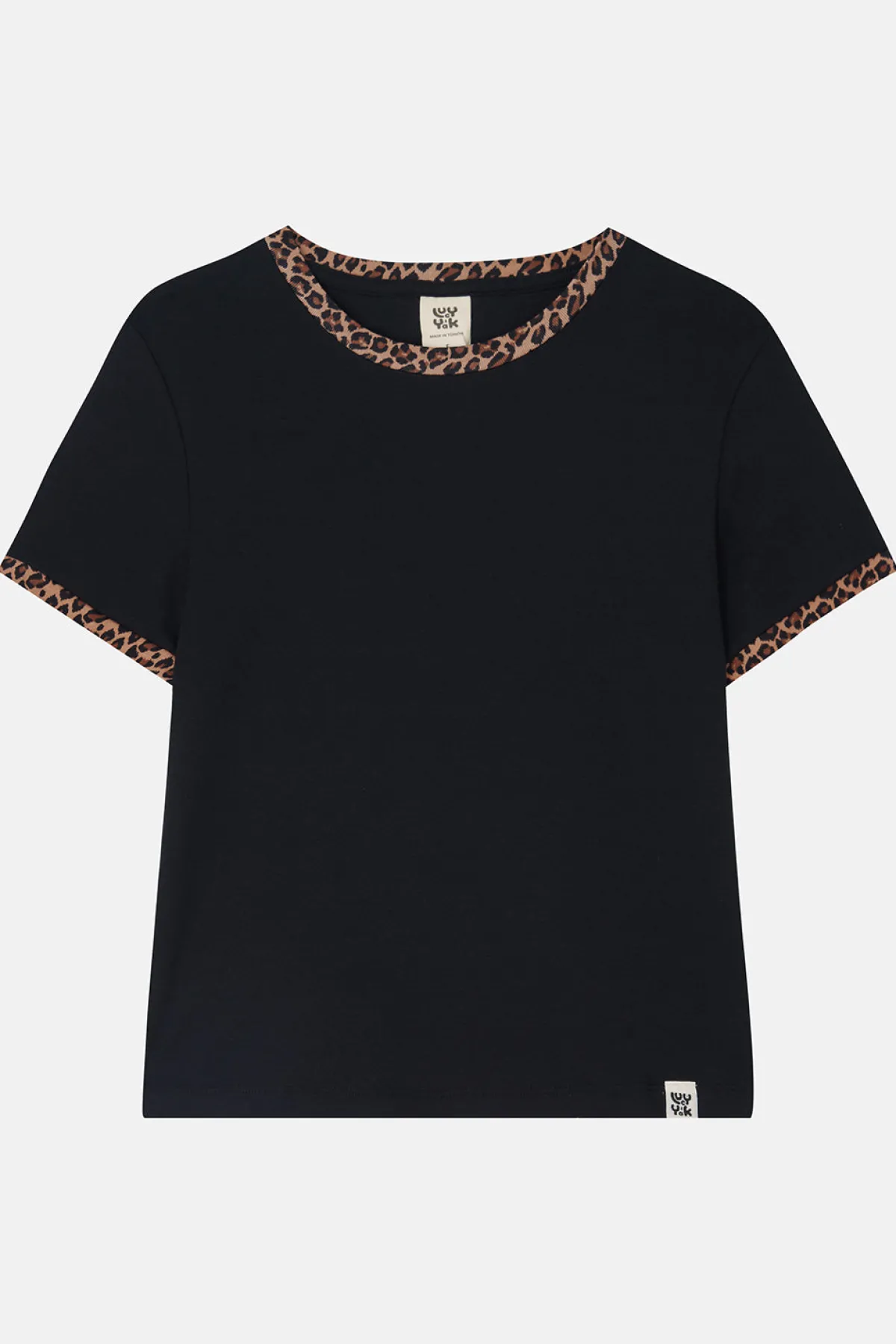 Fashion Maya - Cotton Tee in Black Leopard Print All Tops & Tees|Short Sleeve Tops