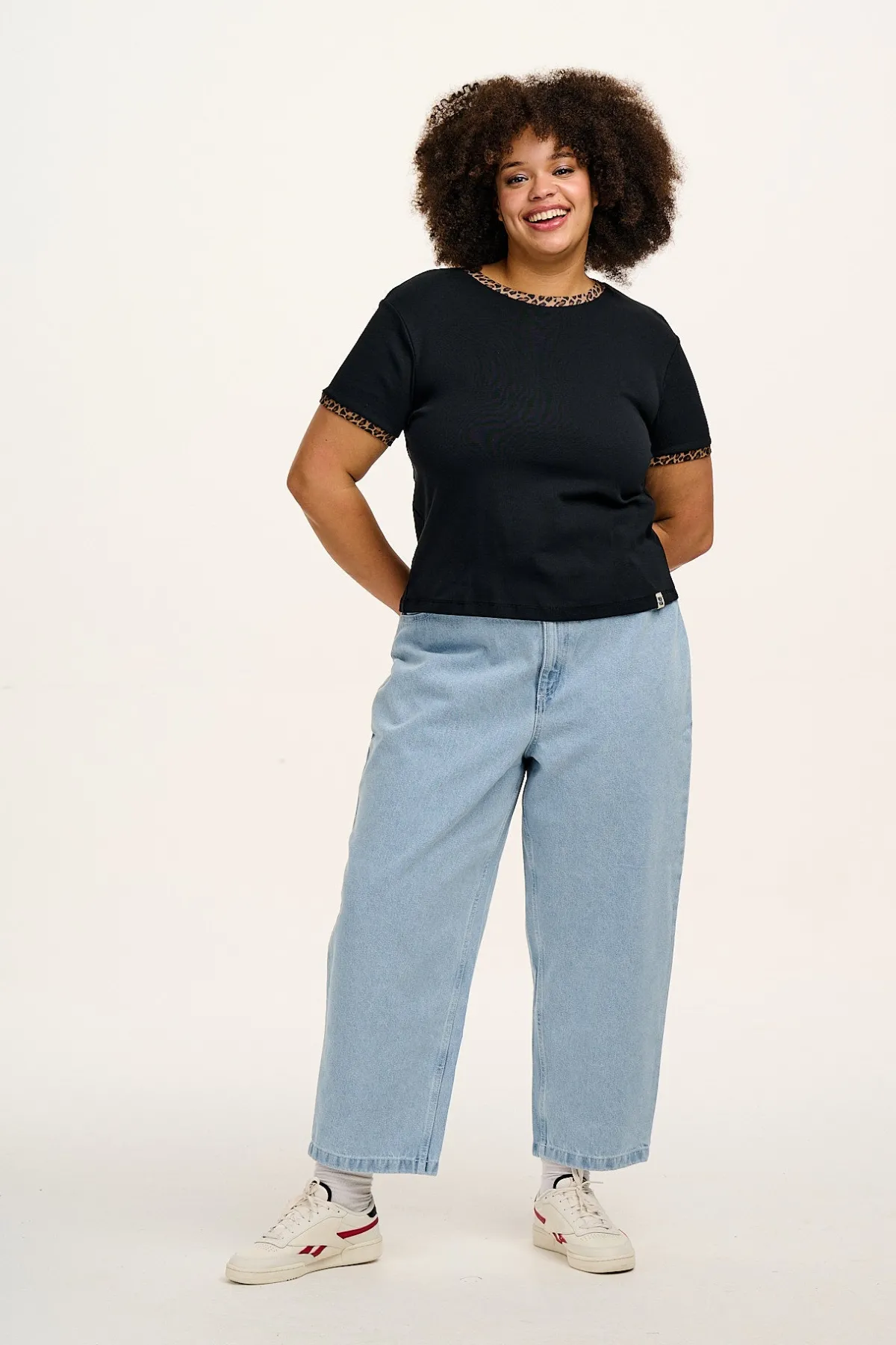 Fashion Maya - Cotton Tee in Black Leopard Print All Tops & Tees|Short Sleeve Tops