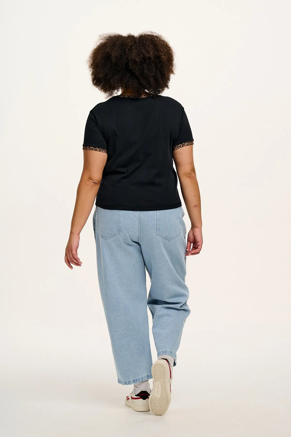 Fashion Maya - Cotton Tee in Black Leopard Print All Tops & Tees|Short Sleeve Tops