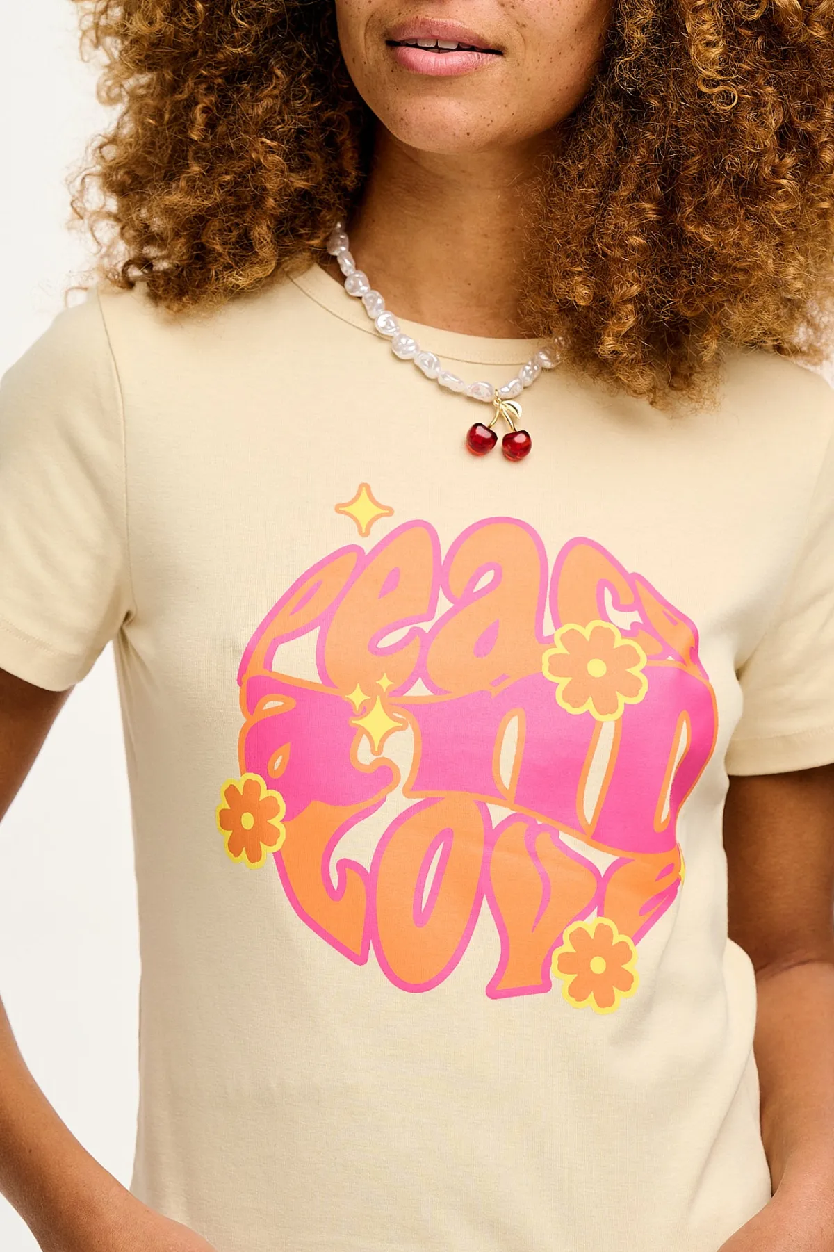Sale Maya - Cotton Tee in Peace and Love Print All Tops & Tees|Short Sleeve Tops