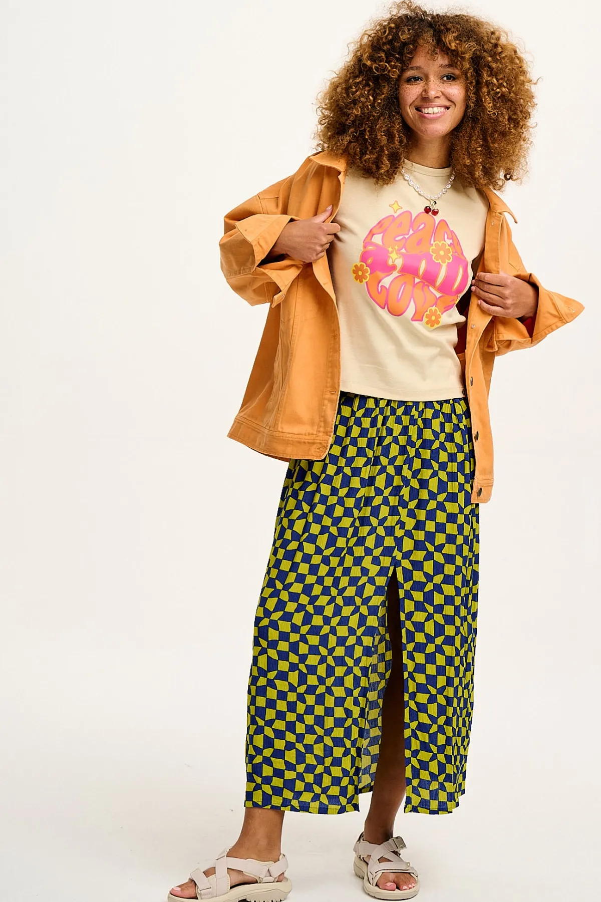 Sale Maya - Cotton Tee in Peace and Love Print All Tops & Tees|Short Sleeve Tops