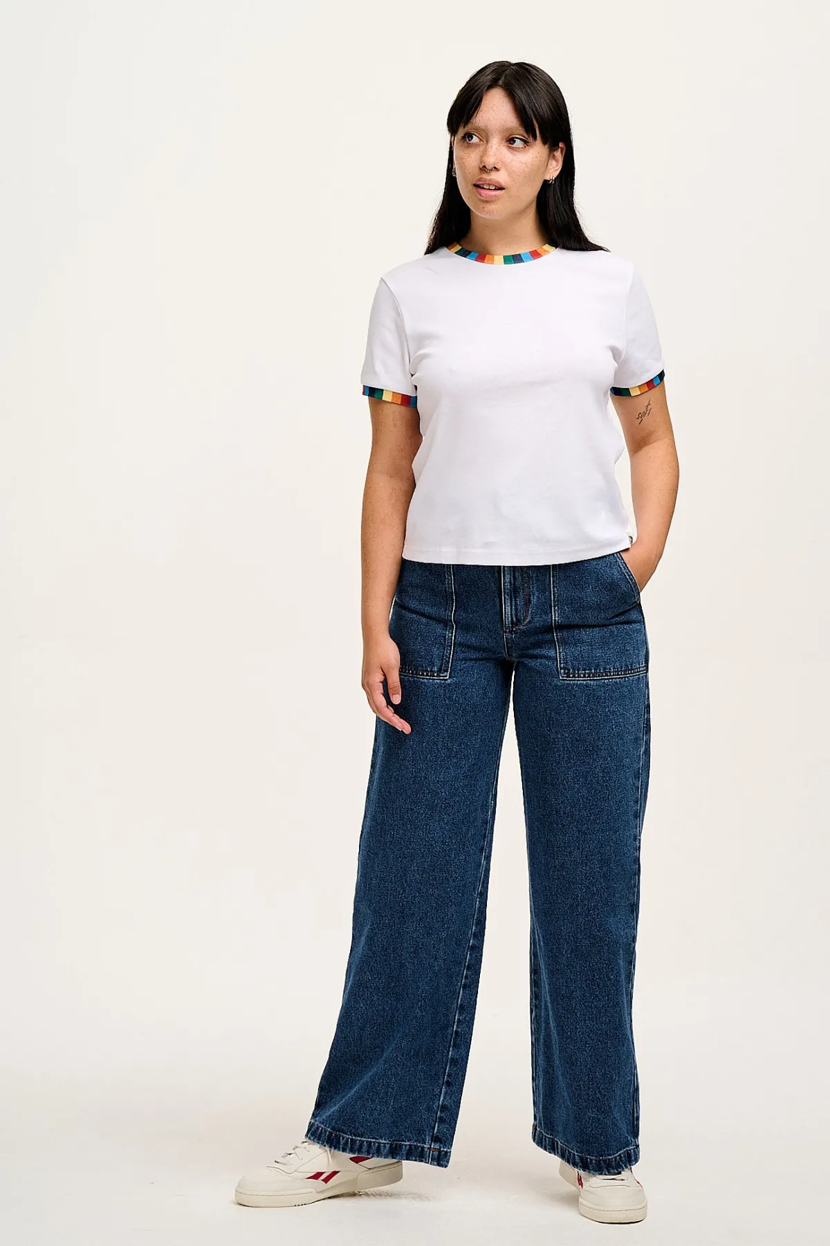 Best Maya - Cotton Tee in White Rainbow Print All Tops & Tees|Short Sleeve Tops
