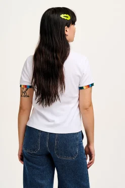 Best Maya - Cotton Tee in White Rainbow Print All Tops & Tees|Short Sleeve Tops