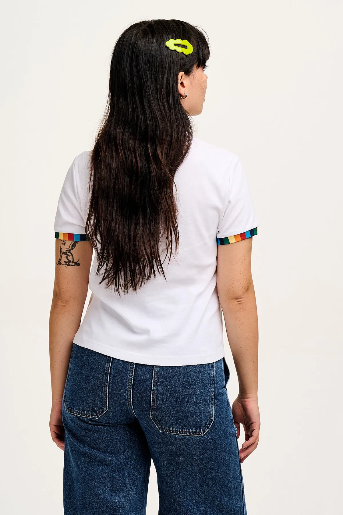 Best Maya - Cotton Tee in White Rainbow Print All Tops & Tees|Short Sleeve Tops