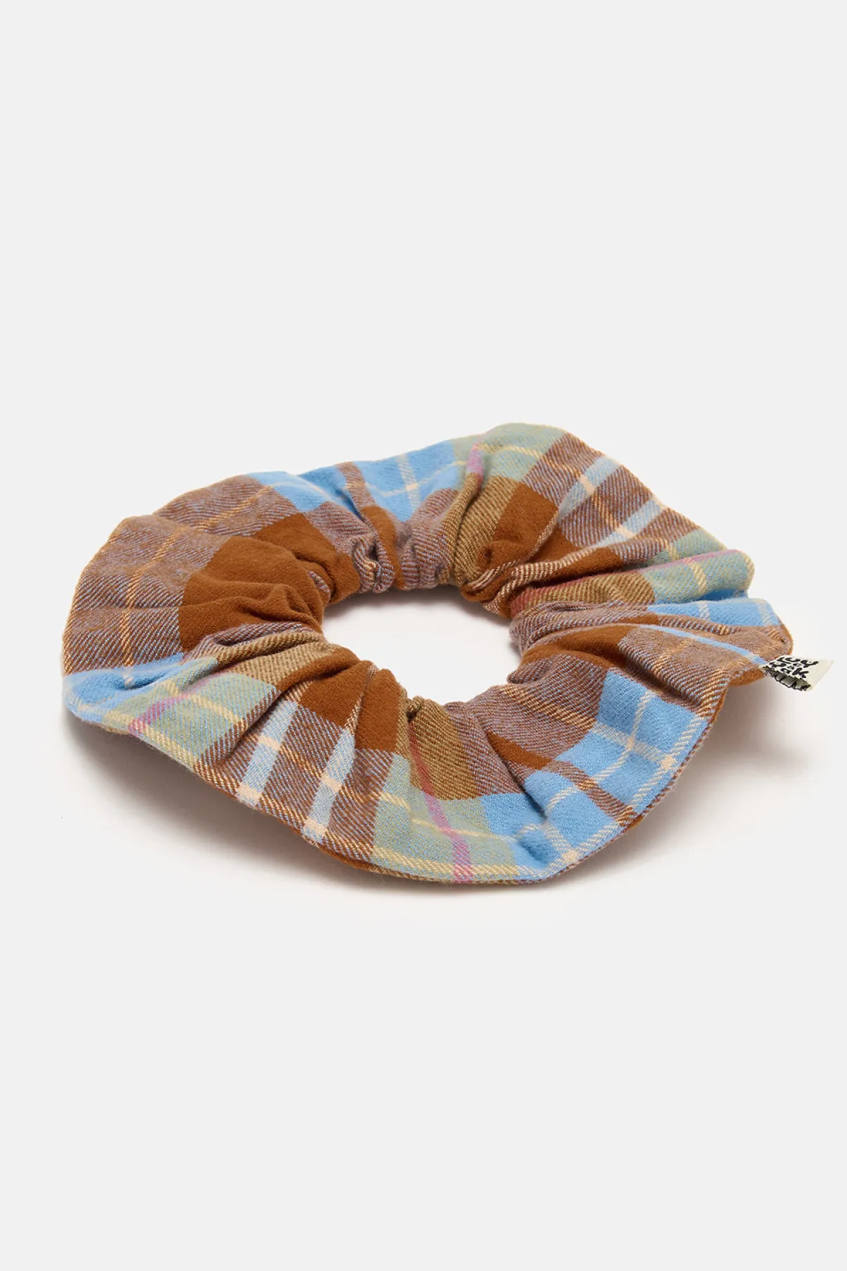 Clearance Mimmi - Oversized Scrunchie in Brown & Blue Alastair Tartan Print All Accessories|Hats & Hair