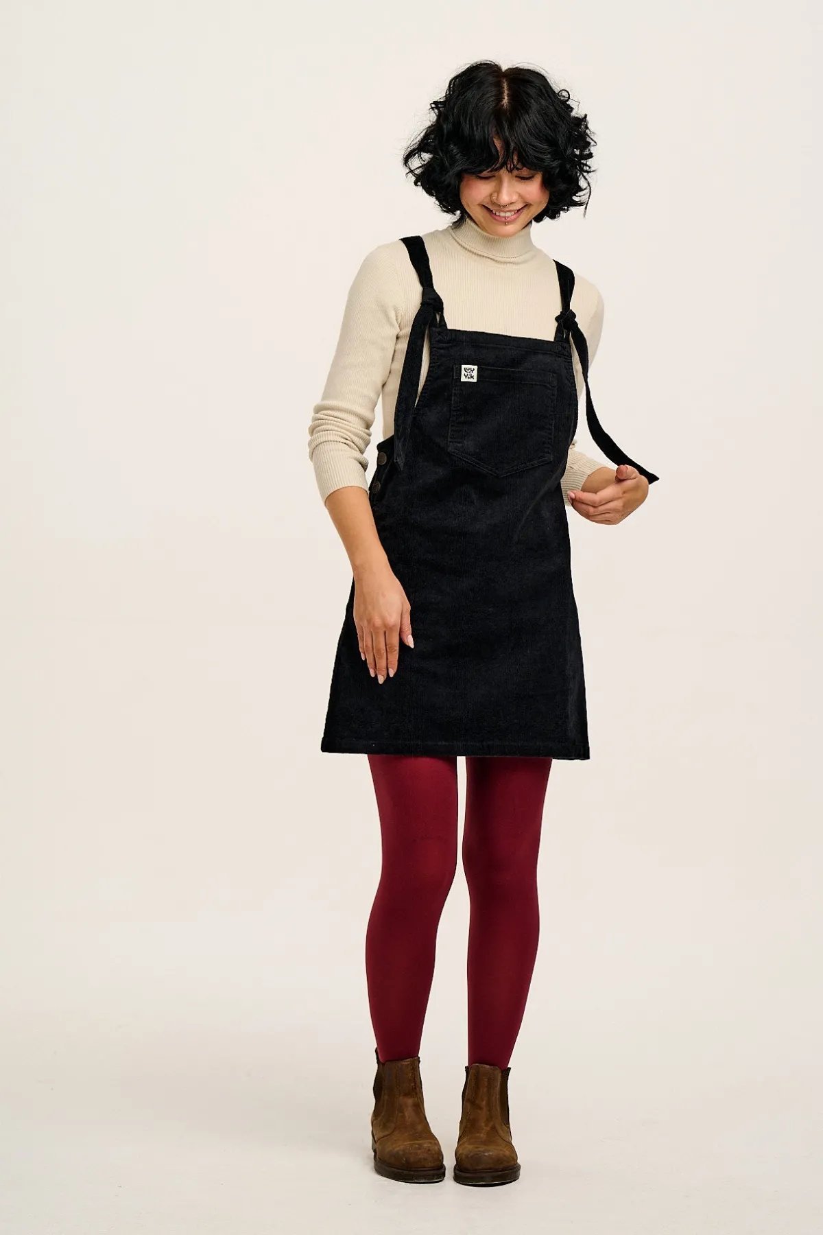 Hot Mini Pini - Corduroy Dress in Black All Dresses & Skirts