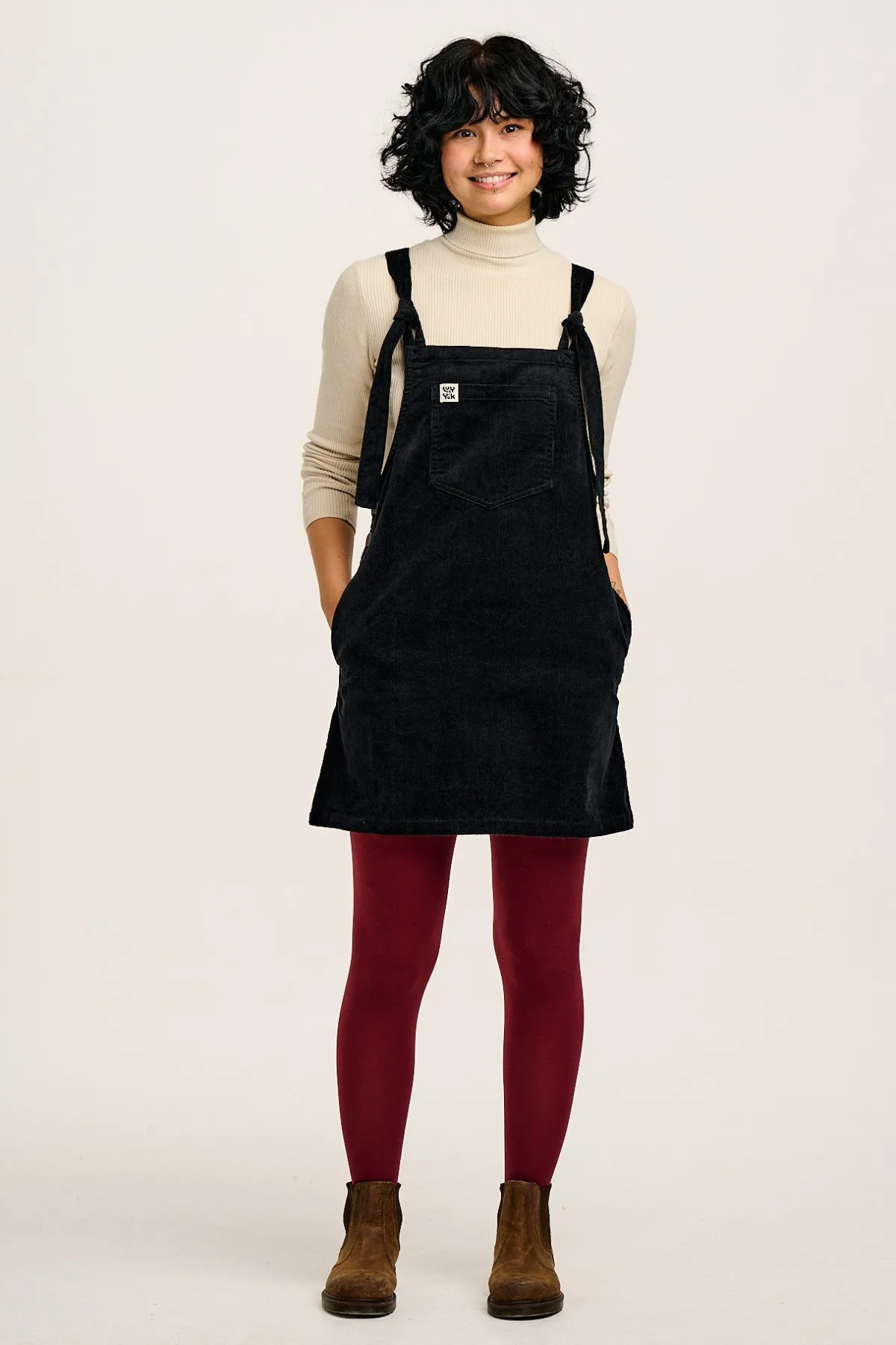 Hot Mini Pini - Corduroy Dress in Black All Dresses & Skirts