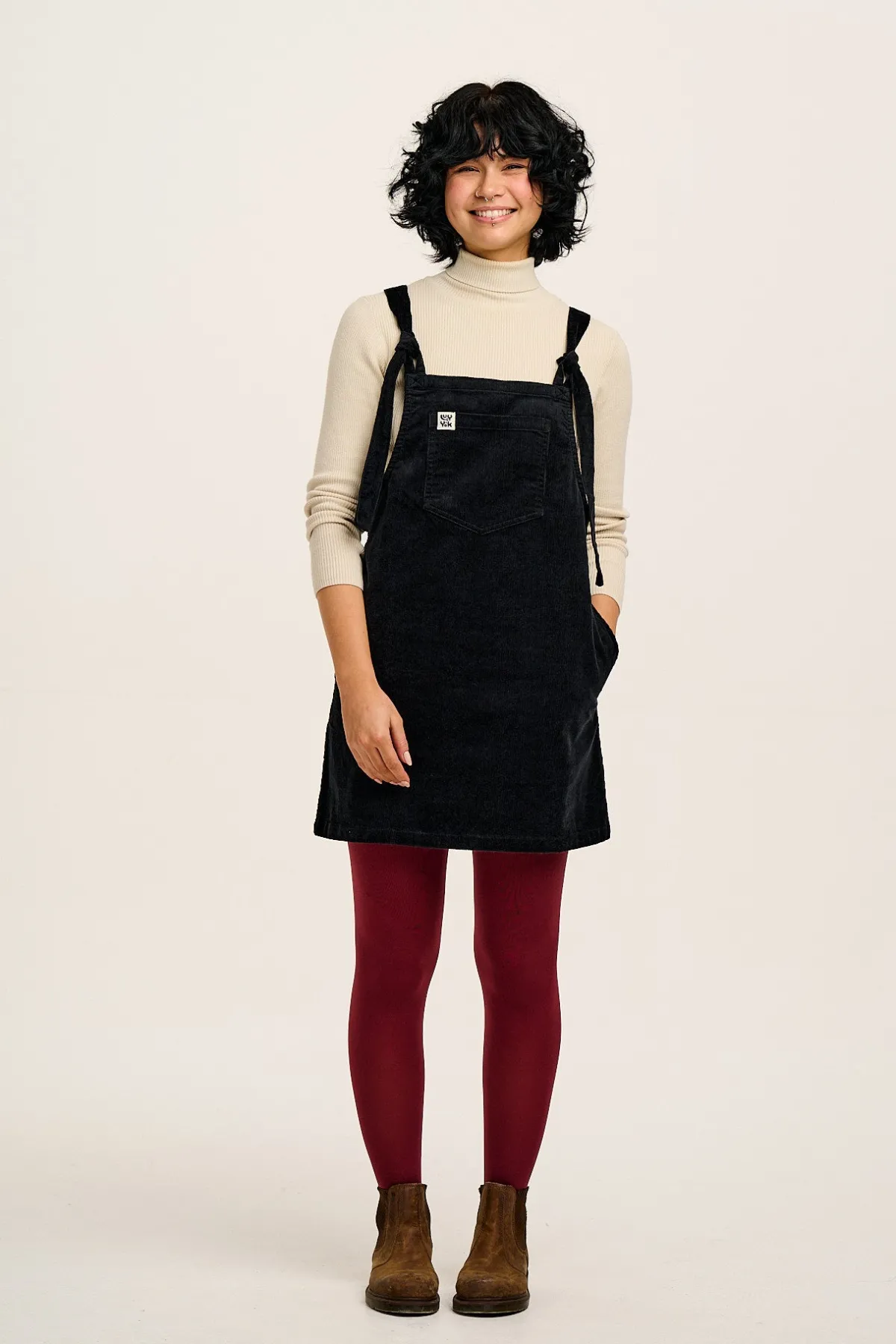 Hot Mini Pini - Corduroy Dress in Black All Dresses & Skirts