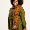 Outlet Ola - Polar Fleece Scarf in Orange Cass Floral Print All Accessories|Scarves