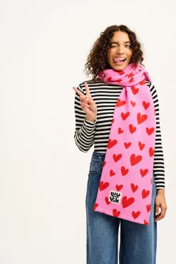 Fashion Ola - Polar Fleece Scarf in Pink Heart Cupid Print All Accessories|Scarves
