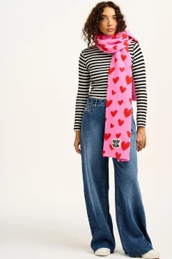 Fashion Ola - Polar Fleece Scarf in Pink Heart Cupid Print All Accessories|Scarves