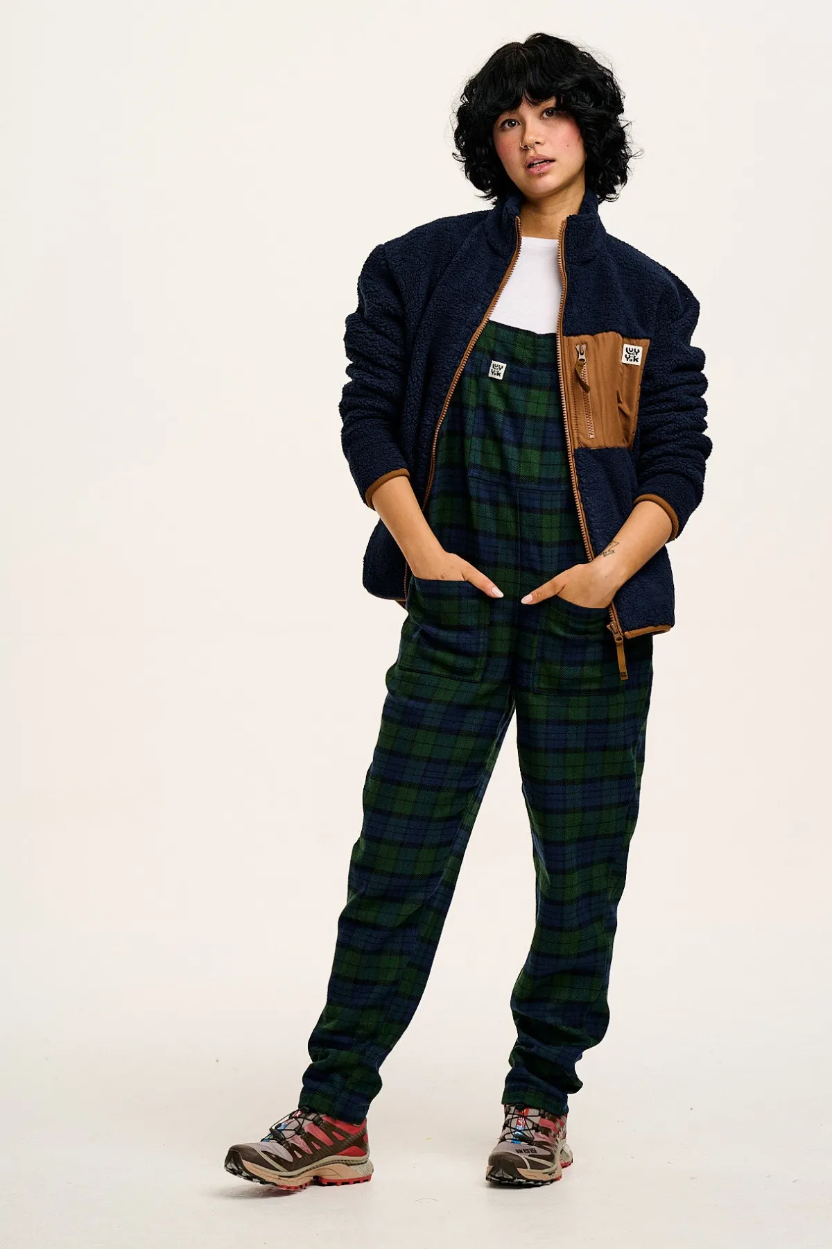 Sale Original - Brushed Cotton Dungarees in Blue & Green Wilderness Tartan All Dungarees|The Original - Tapered