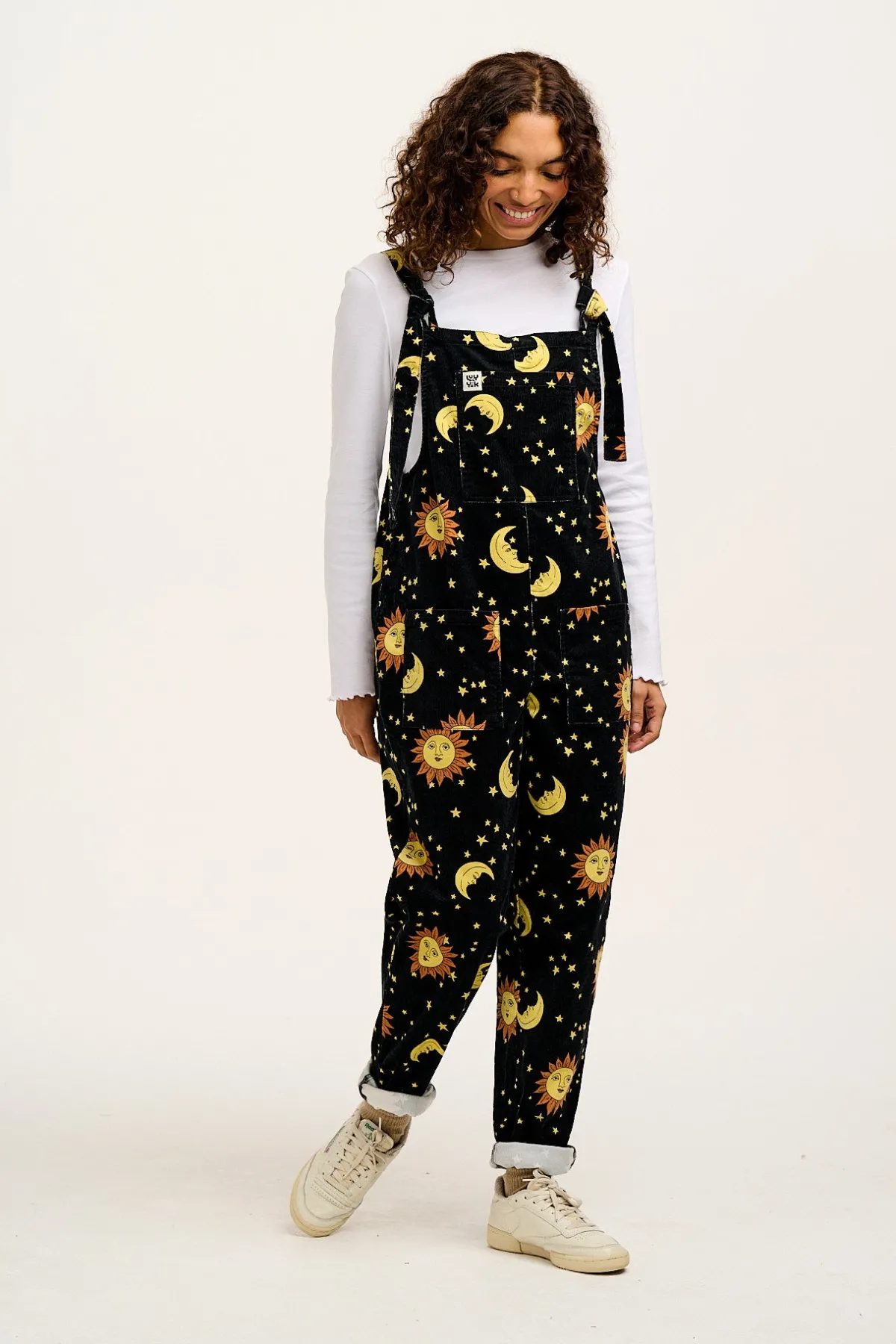 Outlet Original - Corduroy Dungarees in Black Orion Print All Dungarees|Tall Range