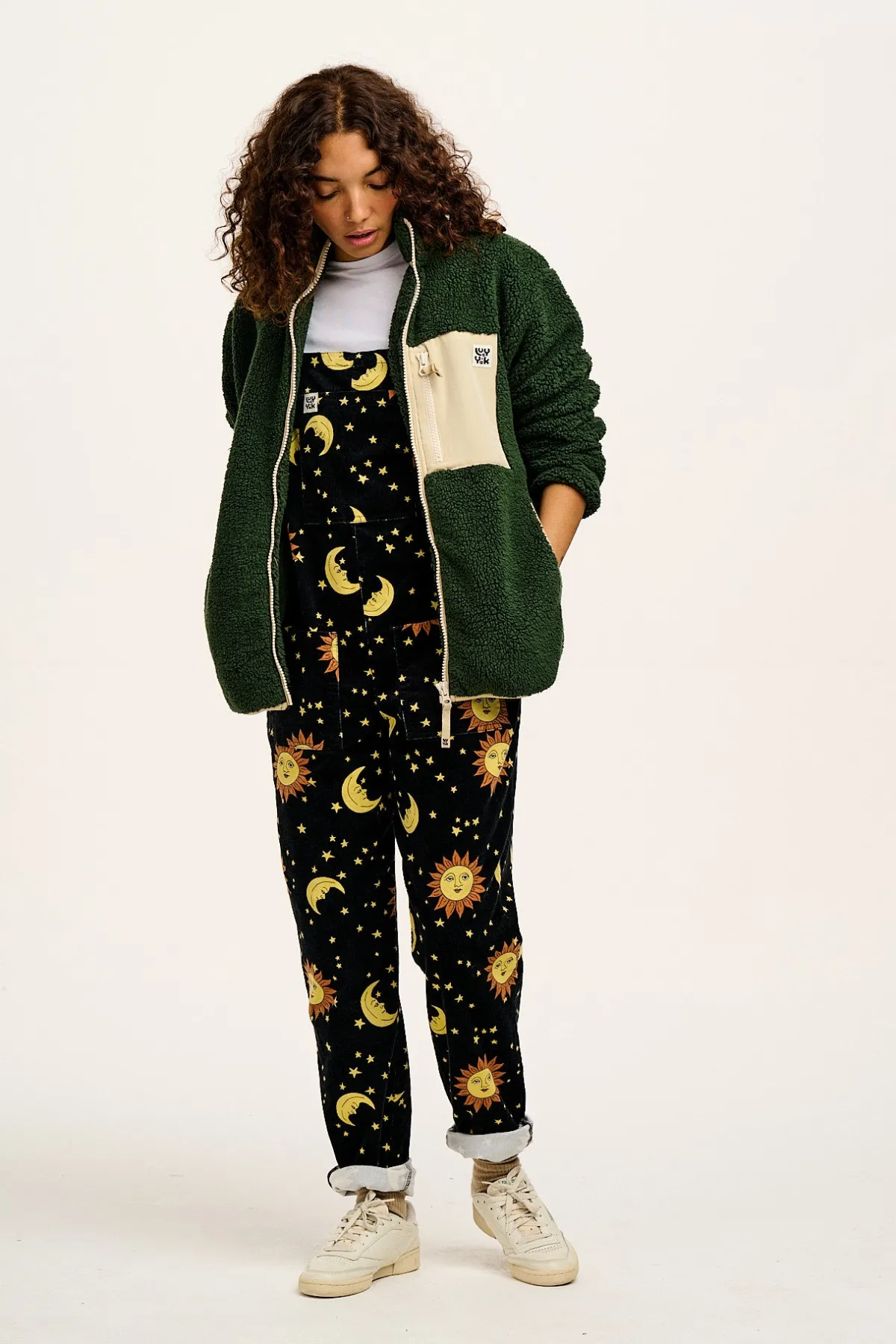 Outlet Original - Corduroy Dungarees in Black Orion Print All Dungarees|Tall Range