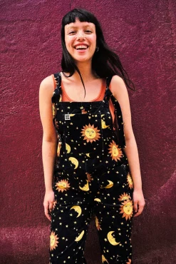 Outlet Original - Corduroy Dungarees in Black Orion Print All Dungarees|Tall Range