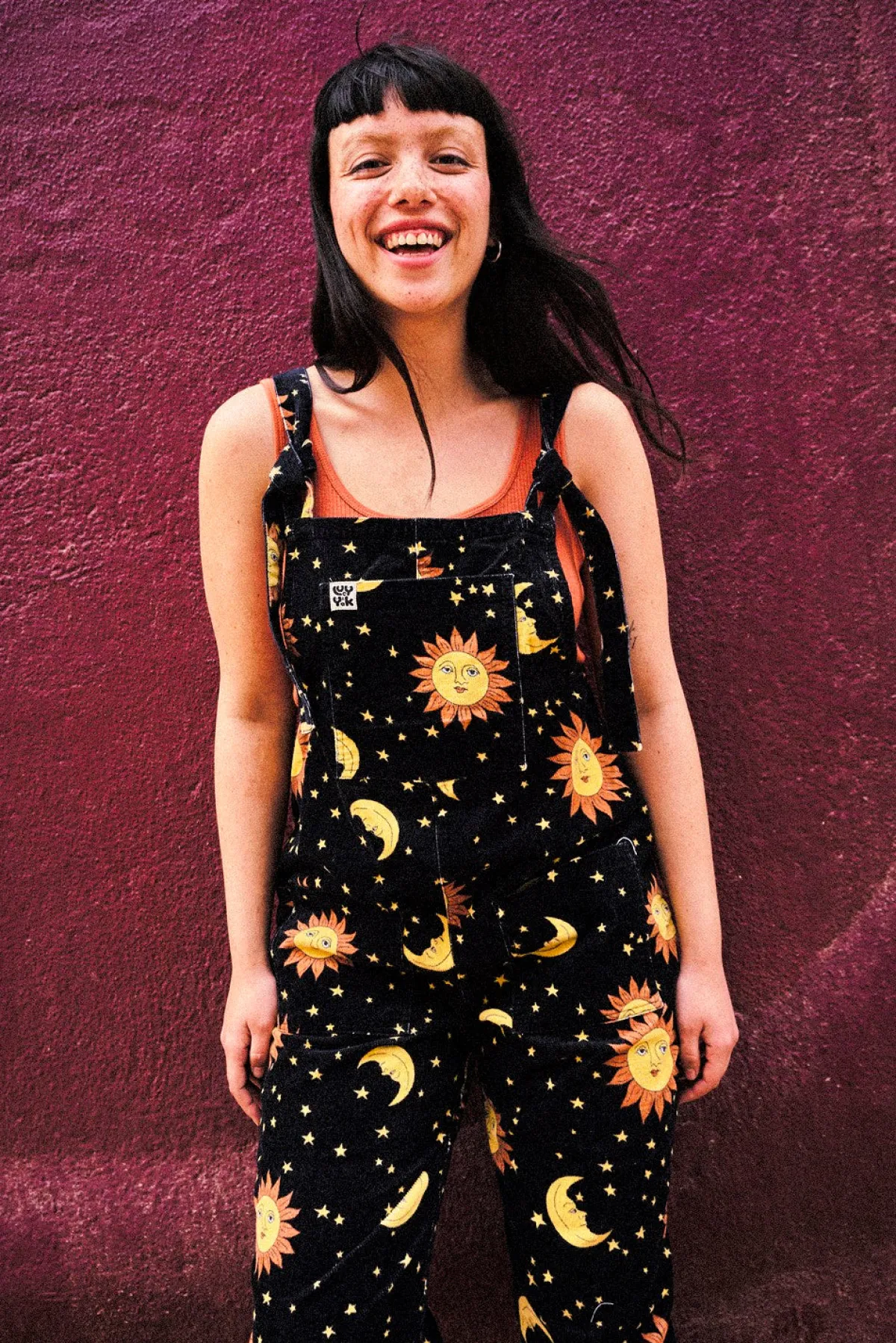 Outlet Original - Corduroy Dungarees in Black Orion Print All Dungarees|Tall Range