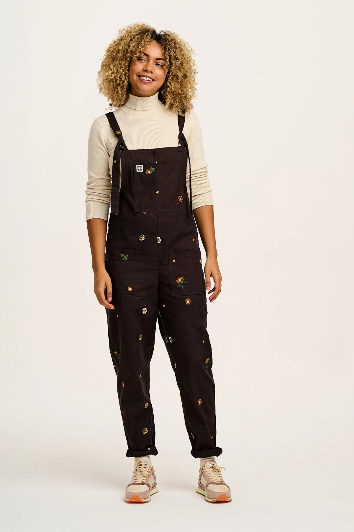 Discount Original - Cotton Dungarees in Brown with Clara Embroidery All Dungarees|The Original - Tapered