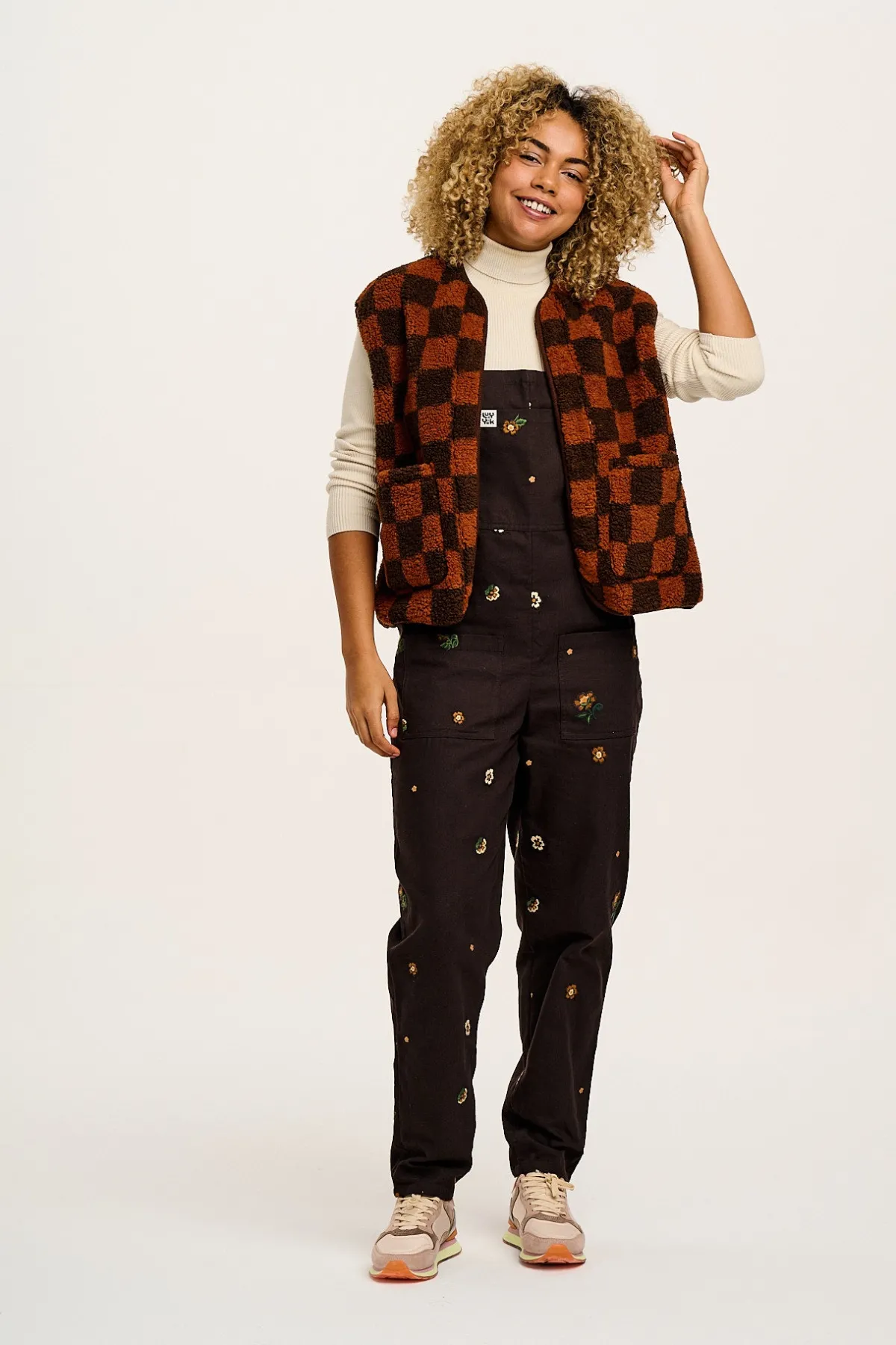 Discount Original - Cotton Dungarees in Brown with Clara Embroidery All Dungarees|The Original - Tapered