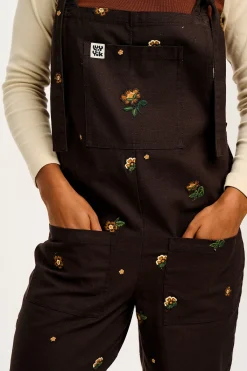 Discount Original - Cotton Dungarees in Brown with Clara Embroidery All Dungarees|The Original - Tapered