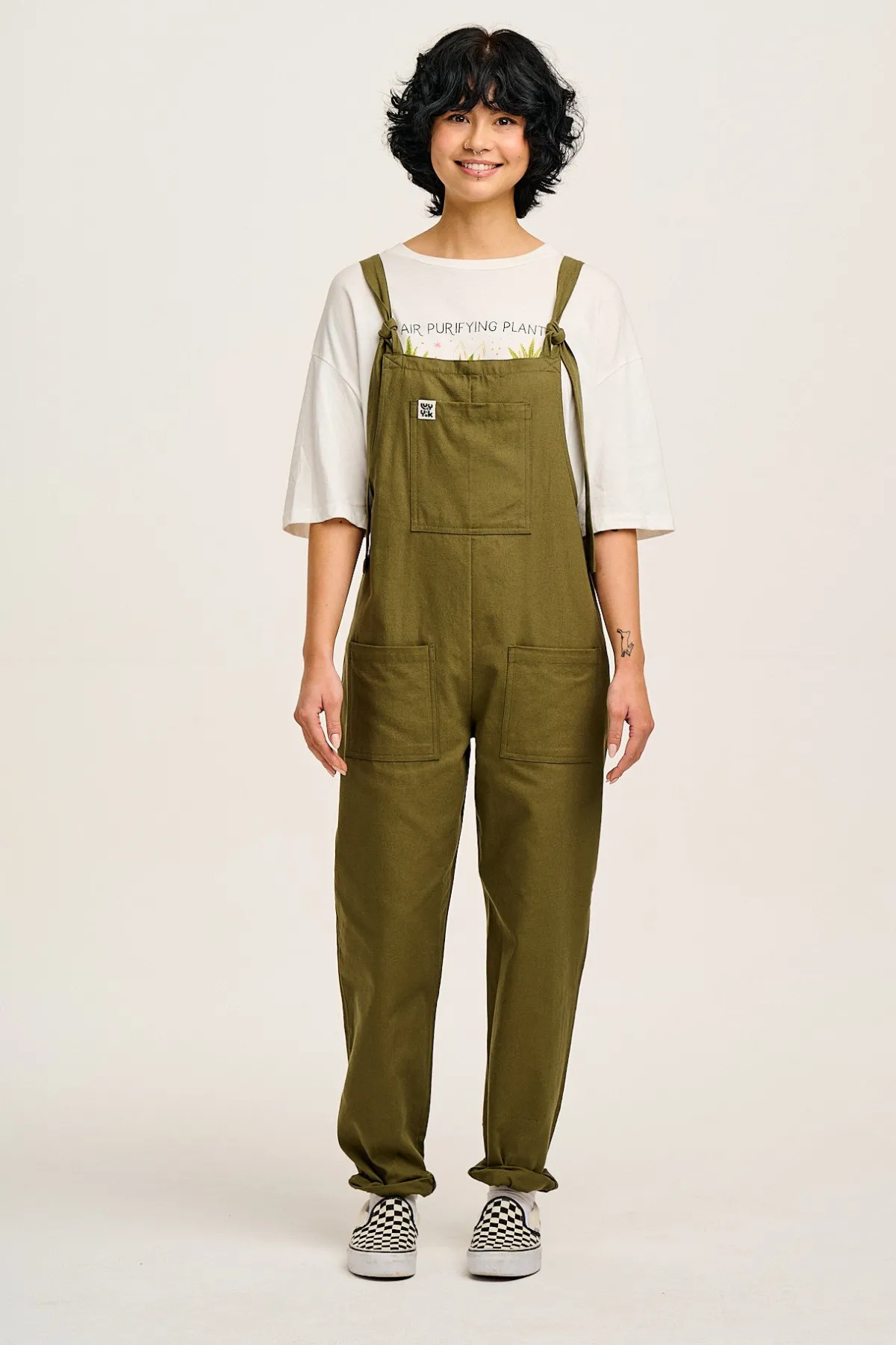 Hot Original - Cotton Dungarees in Dark Olive All Dungarees|Workwear Dungarees