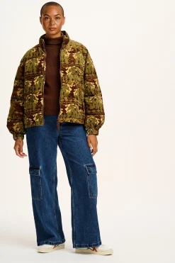 New Paloma - Corduroy Puffer Jacket in Green & Brown Nevis Print All Outerwear & Knitwear|Jackets