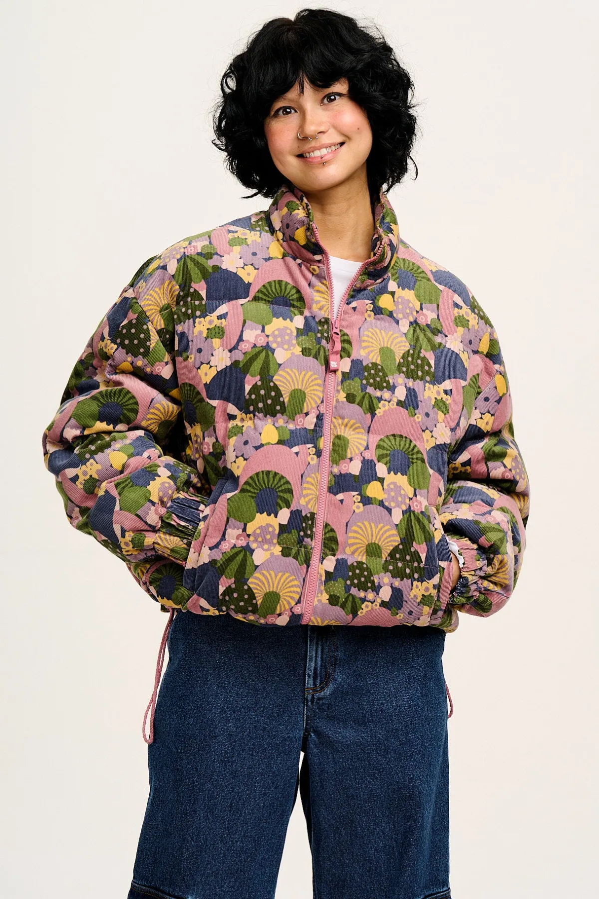 Hot Paloma - Corduroy Puffer Jacket in Portobella Mushroom Print All Outerwear & Knitwear|Jackets