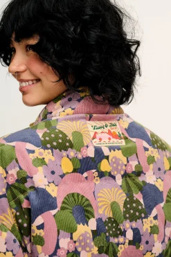 Hot Paloma - Corduroy Puffer Jacket in Portobella Mushroom Print All Outerwear & Knitwear|Jackets