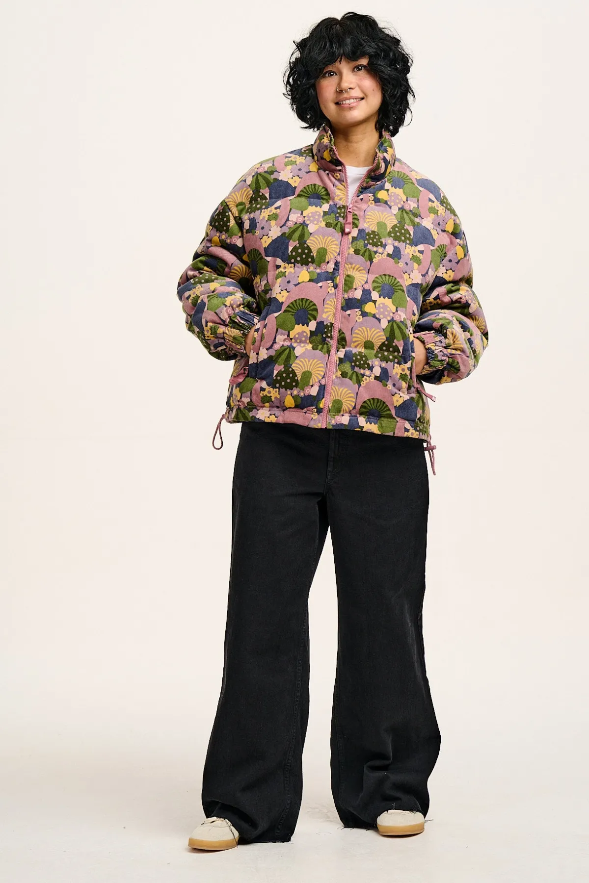 Hot Paloma - Corduroy Puffer Jacket in Portobella Mushroom Print All Outerwear & Knitwear|Jackets
