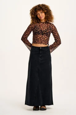 Online Perrie - Long Sleeve Mesh Top in Leopard Print All Tops & Tees|Long Sleeve Tops