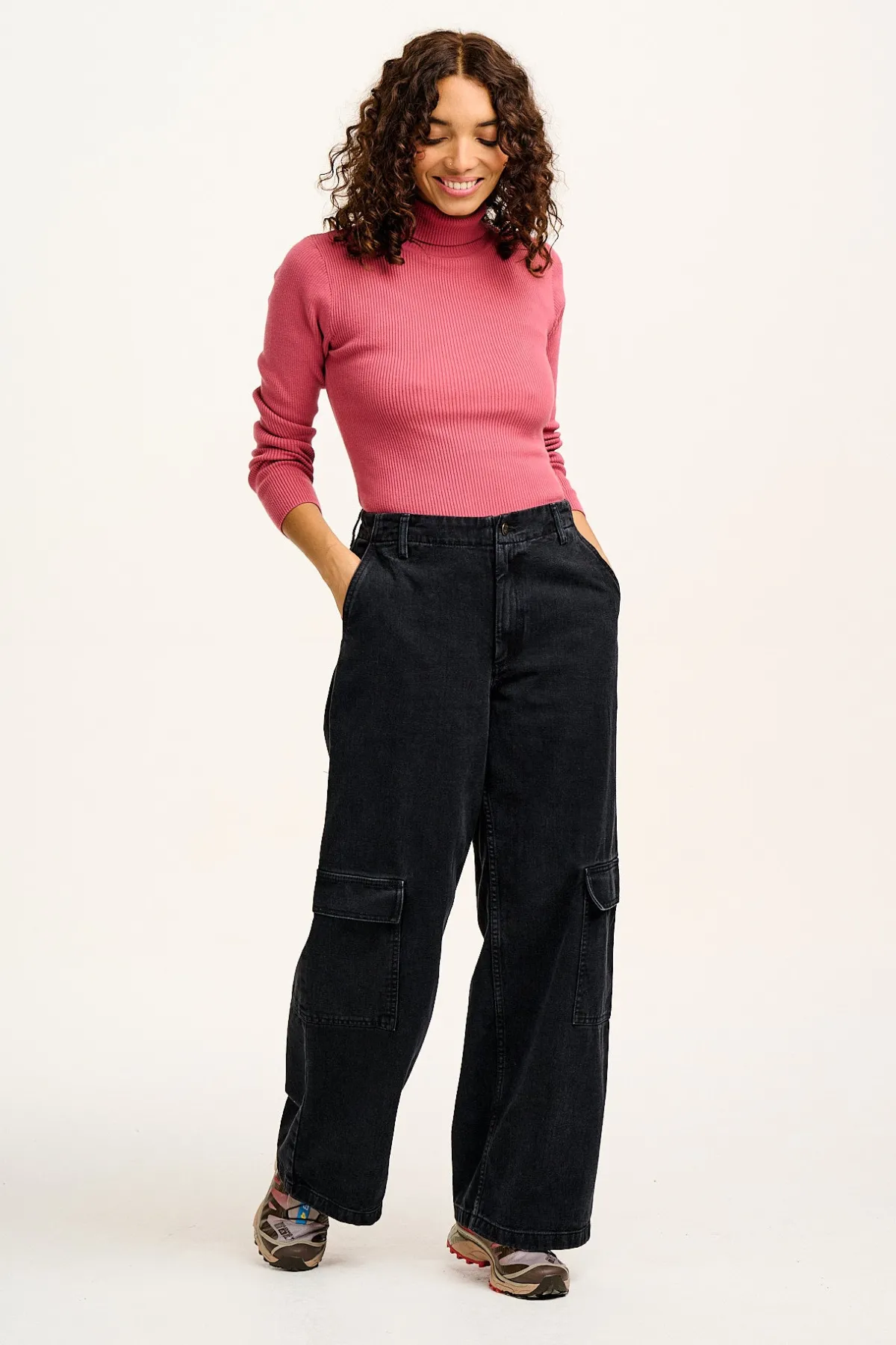 Hot Phoenix - Cargo Trousers in Black Denim All Bottoms|Jeans
