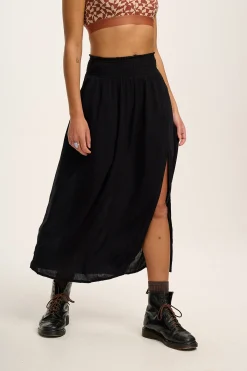 Hot Poppy - Elasticated Waist Skirt in Black All Bottoms|All Dresses & Skirts