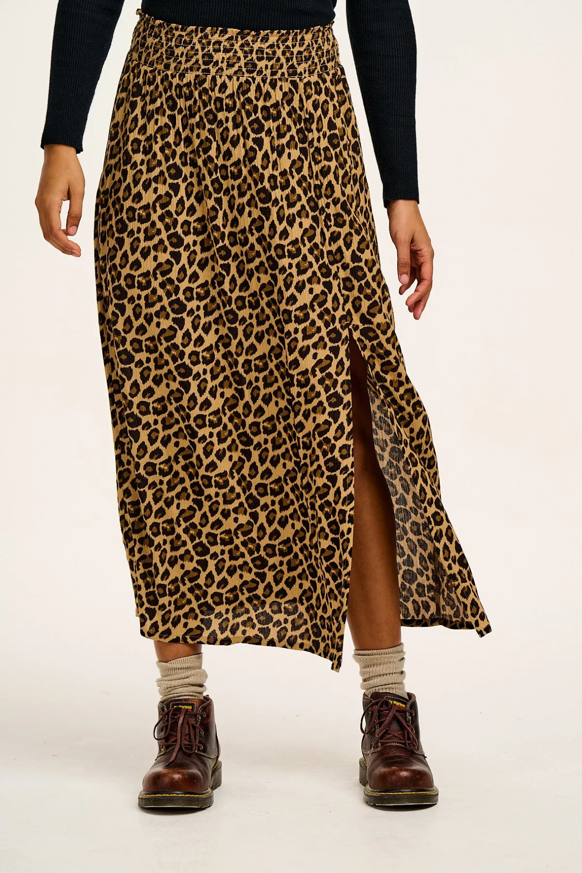 Fashion Poppy - Elasticated Waist Skirt in Leopard Print All Bottoms|All Dresses & Skirts