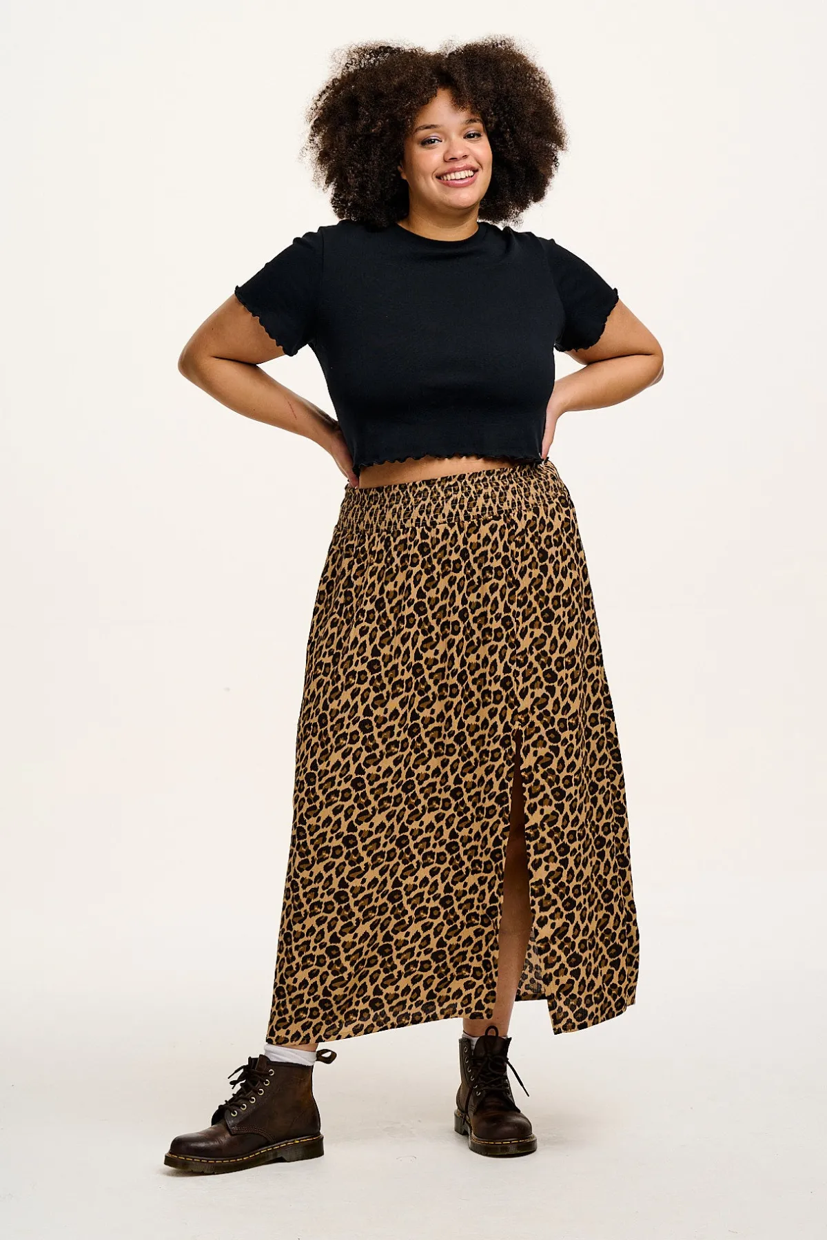 Fashion Poppy - Elasticated Waist Skirt in Leopard Print All Bottoms|All Dresses & Skirts