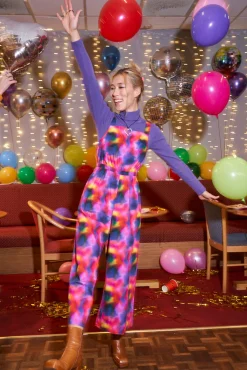 Sale Presley - Cotton Jumpsuit in Digital Blur Print All Jumpsuits