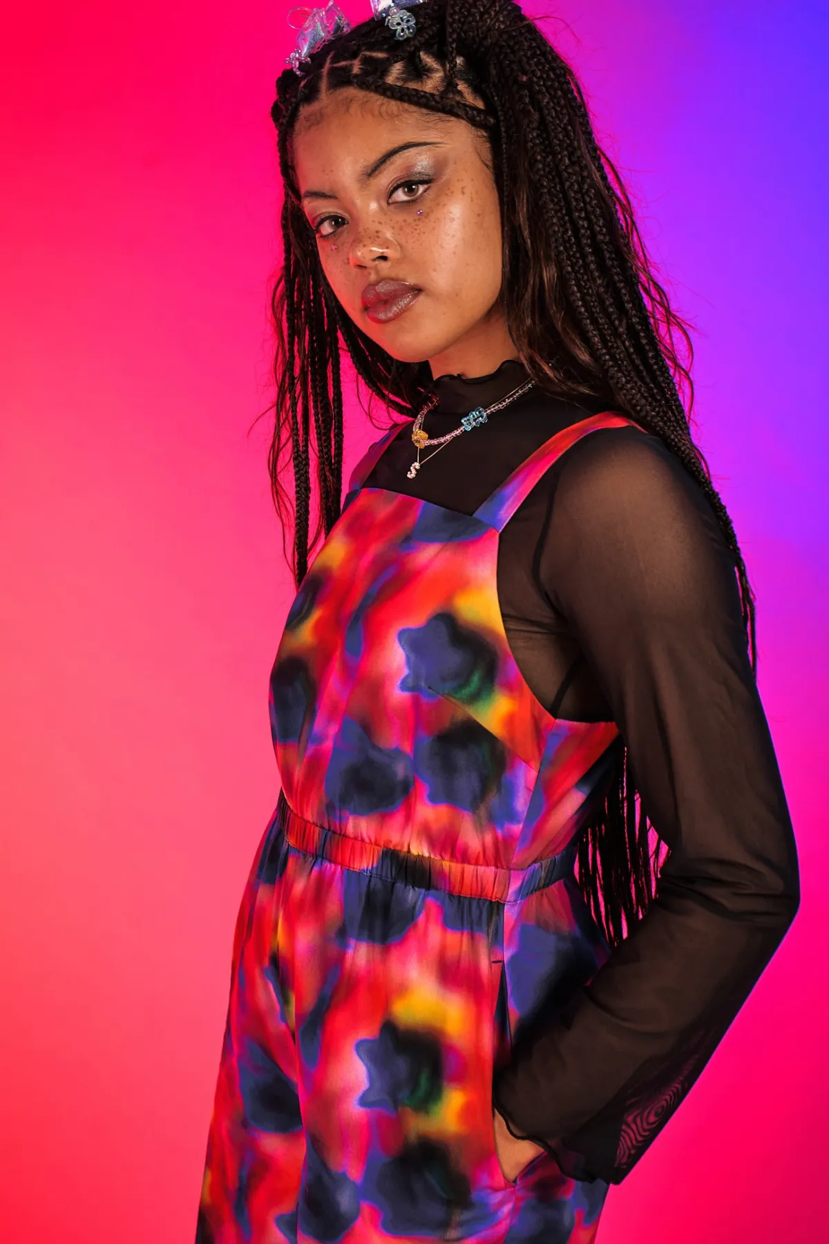Sale Presley - Cotton Jumpsuit in Digital Blur Print All Jumpsuits