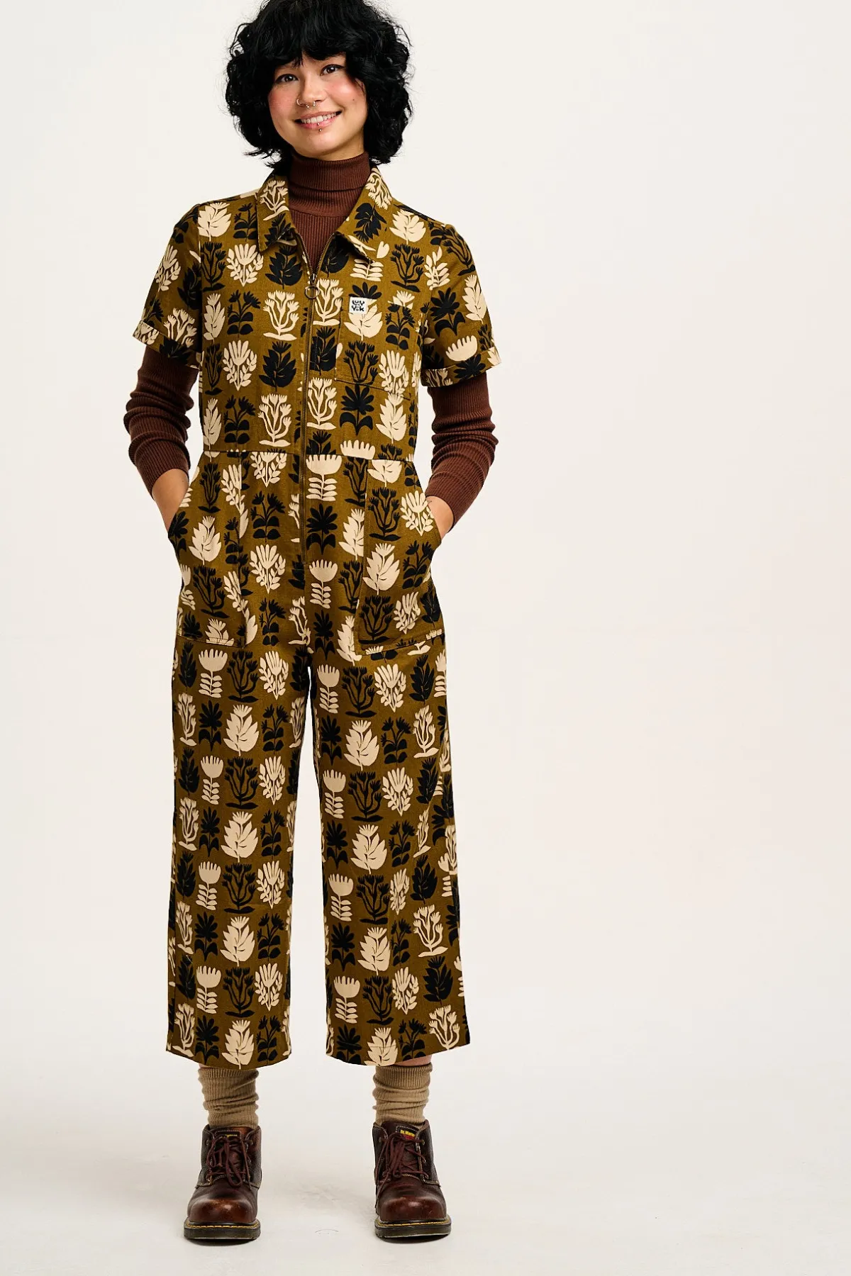 Fashion Ragan - Cotton Jumpsuit in Green Zela Print All Jumpsuits