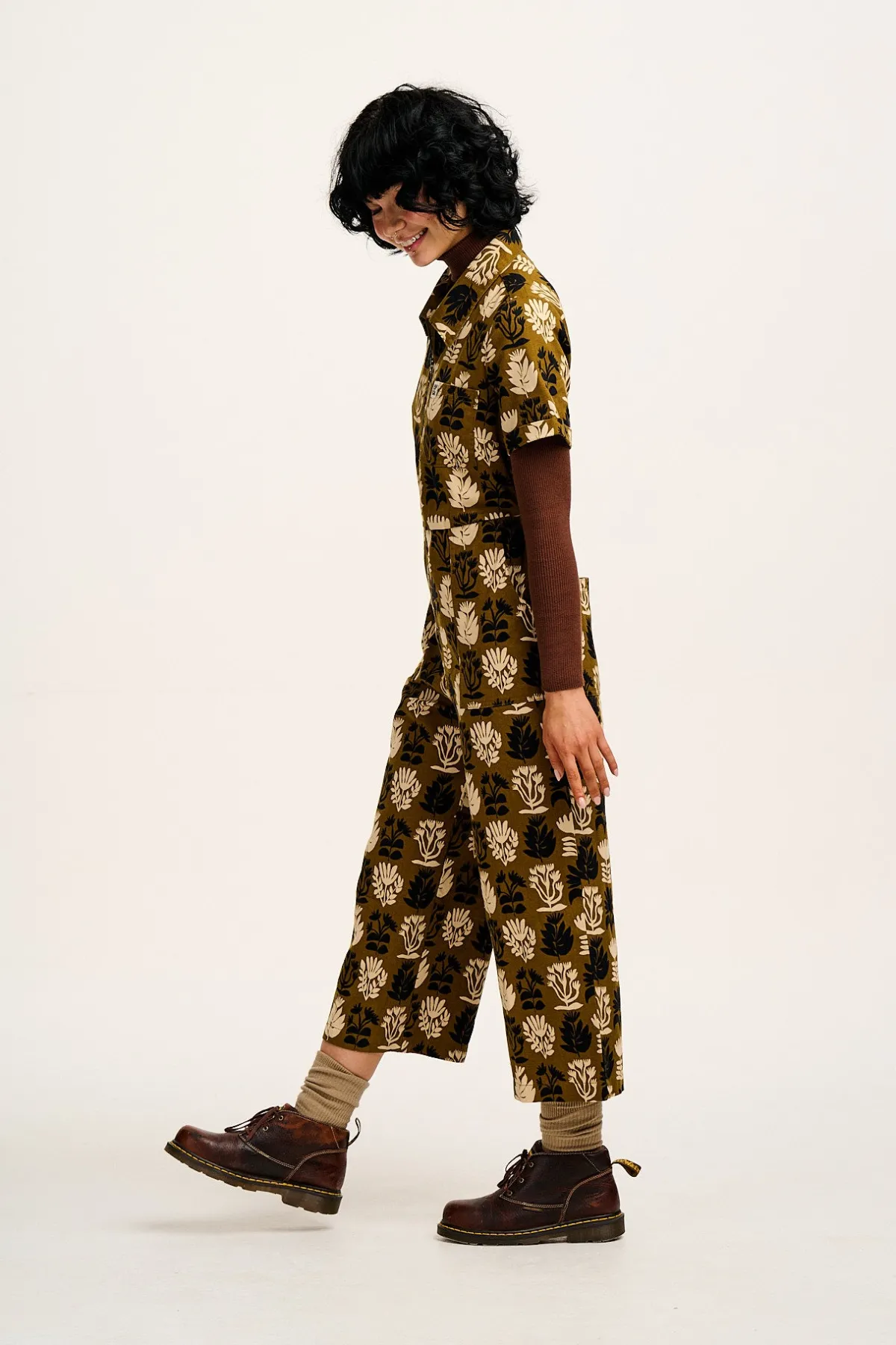 Fashion Ragan - Cotton Jumpsuit in Green Zela Print All Jumpsuits